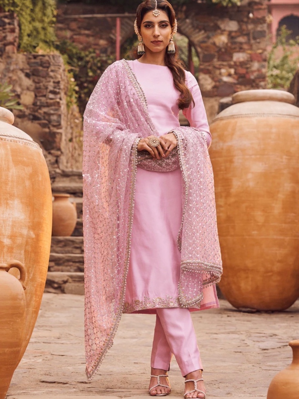 Lashkaraa Lilac embroidered straight suit